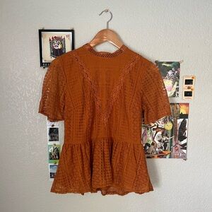 BRAND NEW burnt orange Francesca’s babydoll top🍂🧡🌅🧸